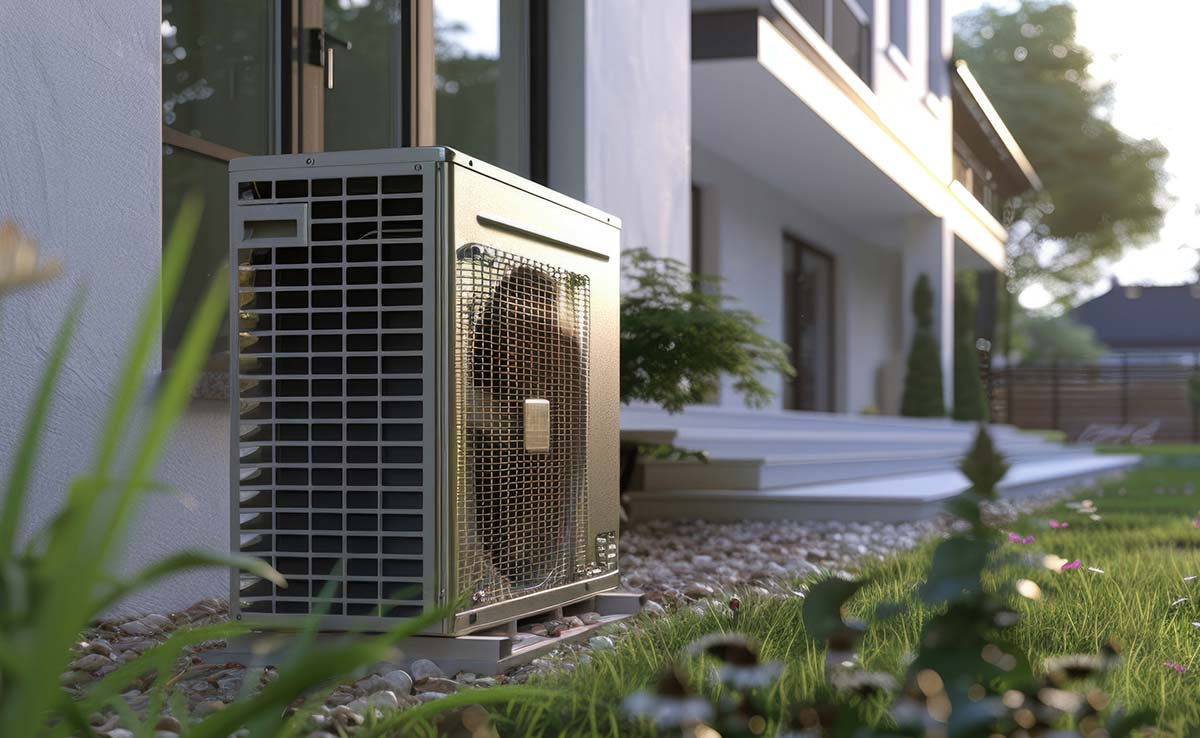 Heat pump outside of home